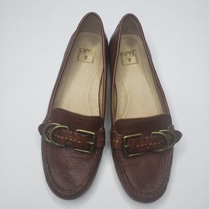 🔥 Frye brown leather loafers with buckles 6.5